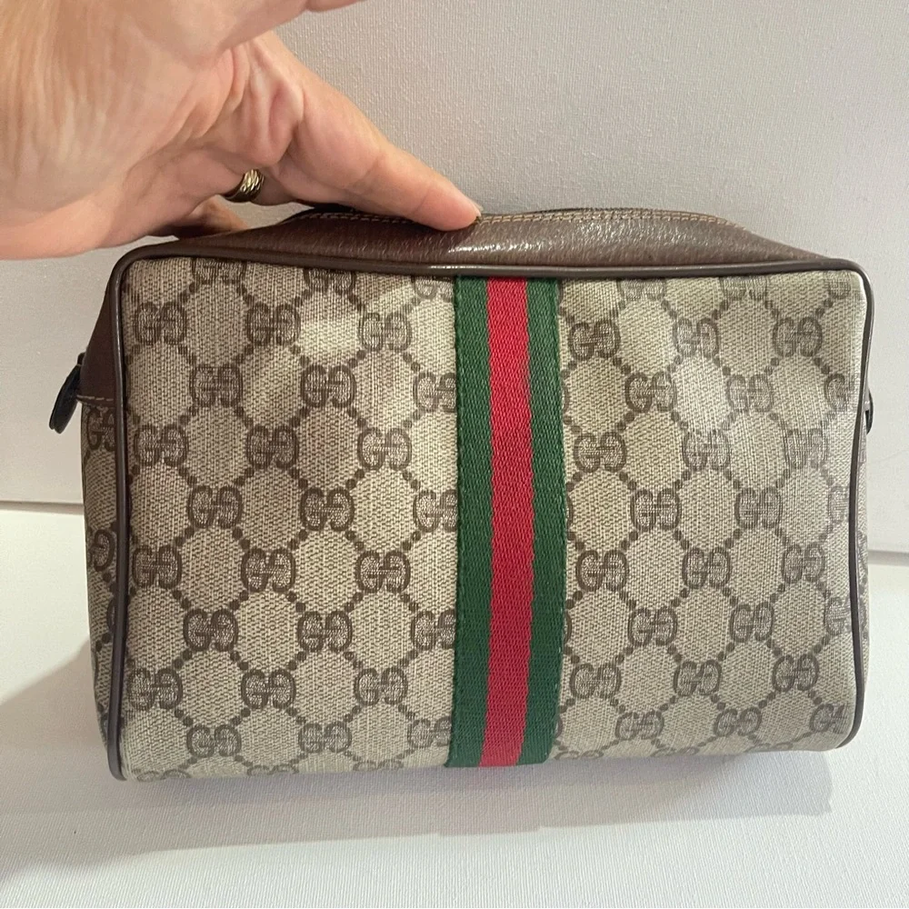 GG Monogram Canvas Pouch Bag with Green Red Stripe - Picture 8 of 8